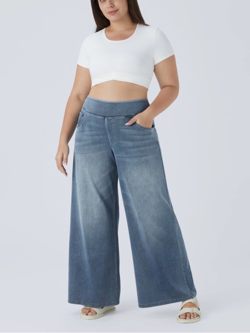Halara wide leg pull on jeans 1xl